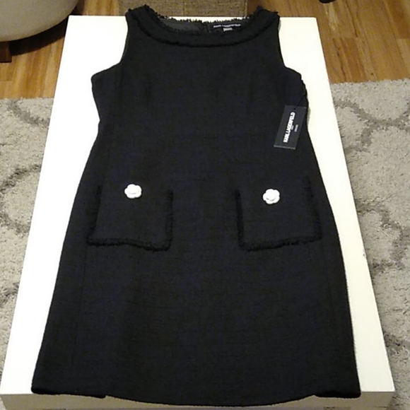 Karl Lagerfeld beautiful tweed black dress - Picture 2 of 15
